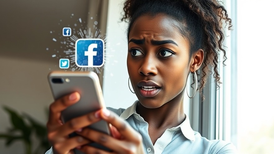 Young African woman shocked by her phone, symbolizing digital sovereignty in personal branding.