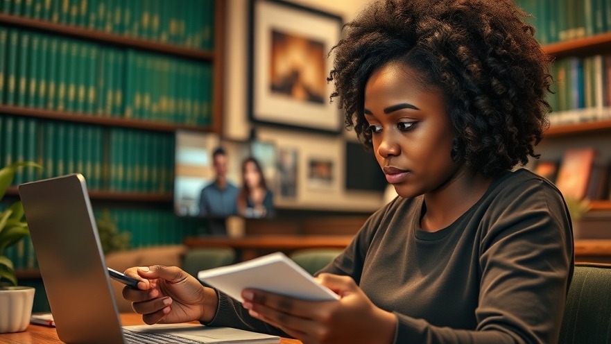 Young African woman focused on virtual meeting productivity in a cozy cafe.