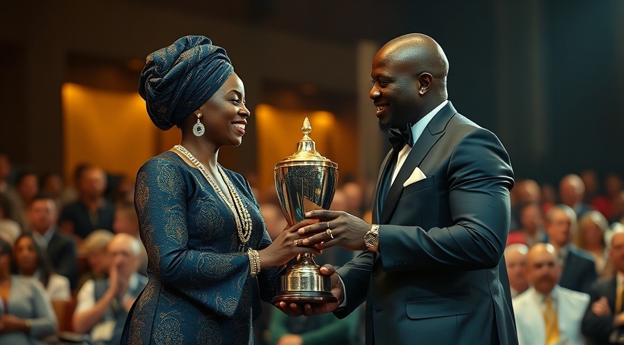 CEO Awards ceremony with two men exchanging an award.