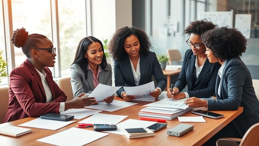 African women business professionals brainstorming budgeting strategies in a modern office.