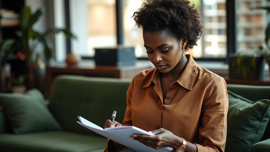Professional African woman entrepreneur writing notes on funding opportunities in a cozy office.