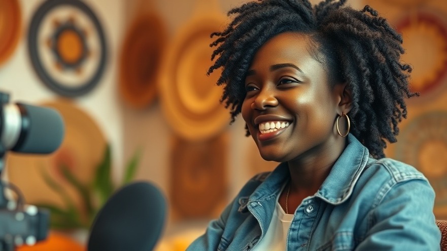 Smiling young African professional discussing financial habits in a warm, vibrant setting.