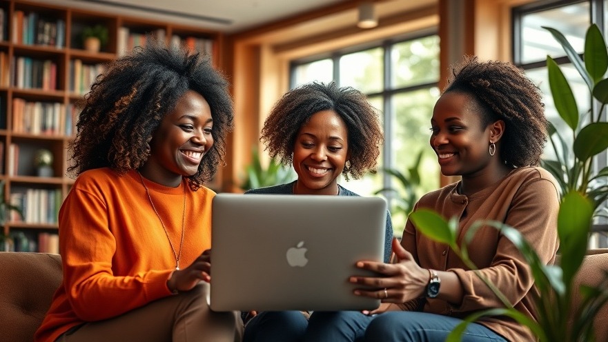 Dynamic group of African women entrepreneurs collaborating in a cozy library, showcasing empowerment in business.