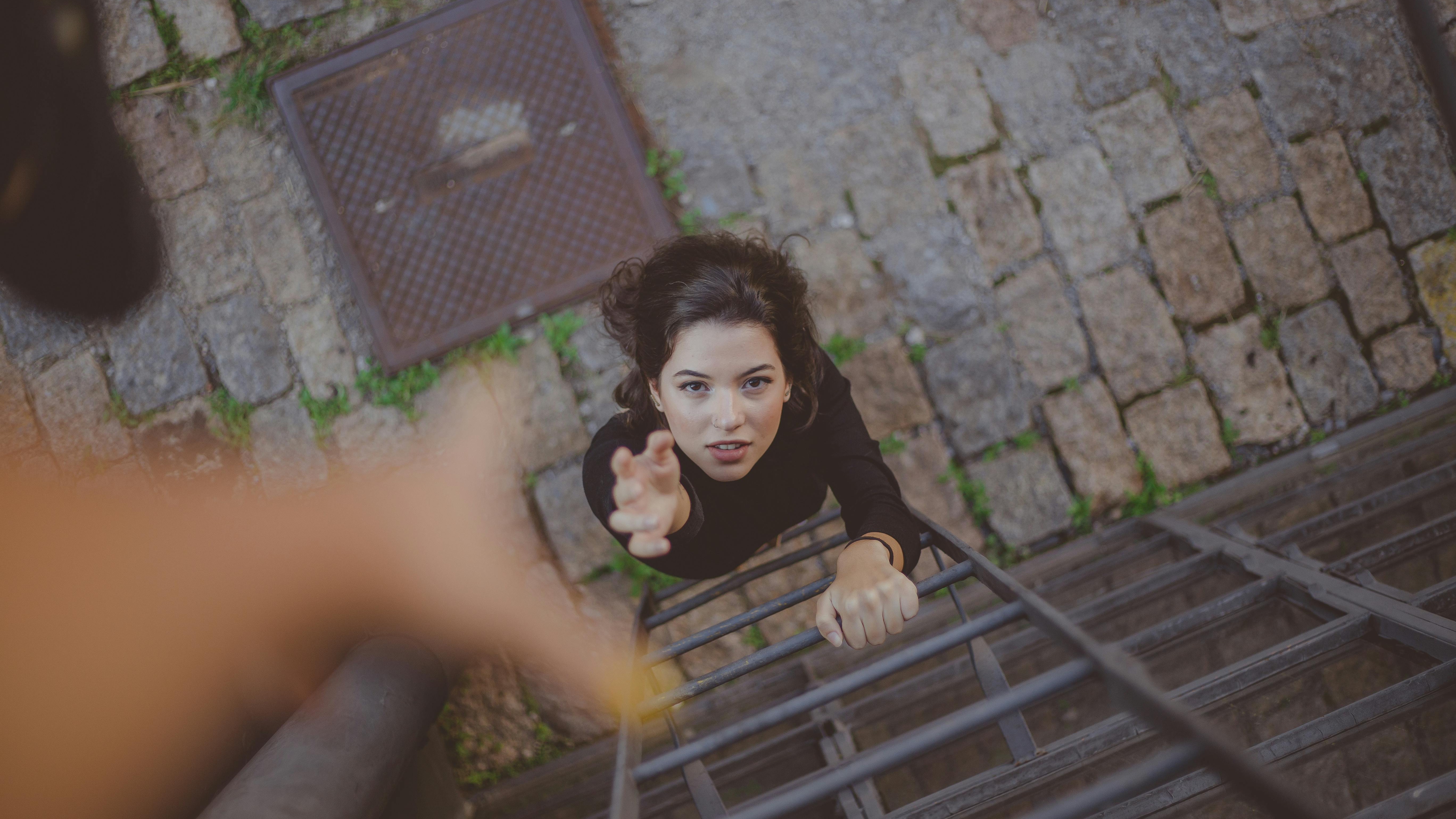Group of dogs crossing the street with a person.