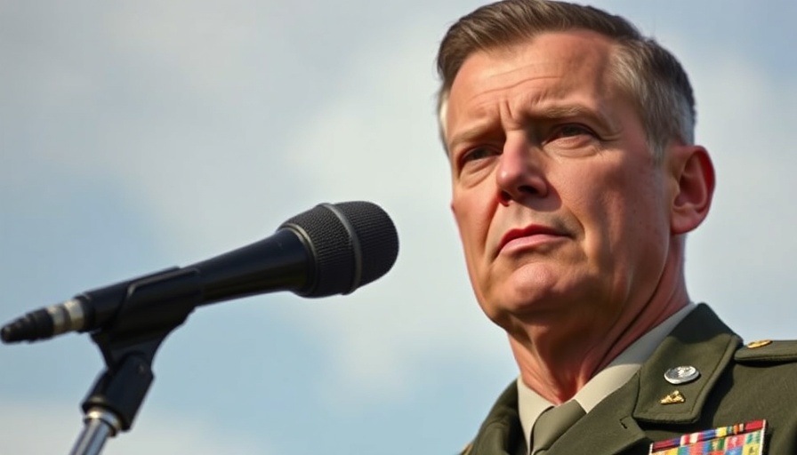 Military leader speaking on Sudan sanctions, microphone in focus.
