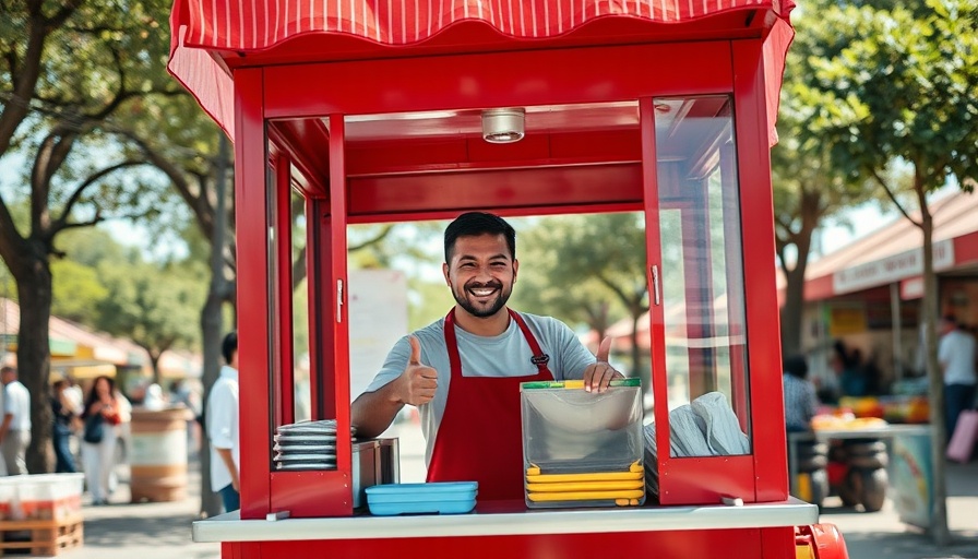 iCart Africa food cart with cheerful vendor at market.
