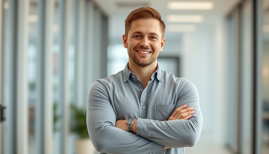 Smiling man in a modern office setting, Mukuru Wallet