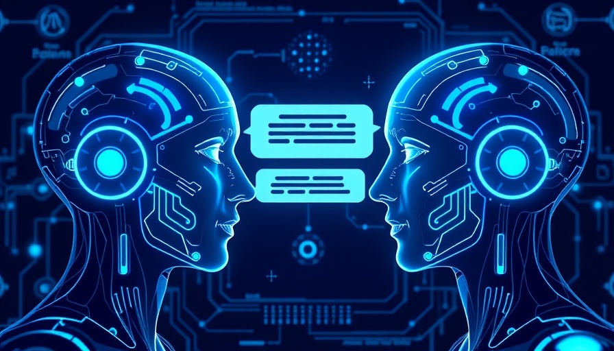 AI in Education digital interface with human heads and dialogue.