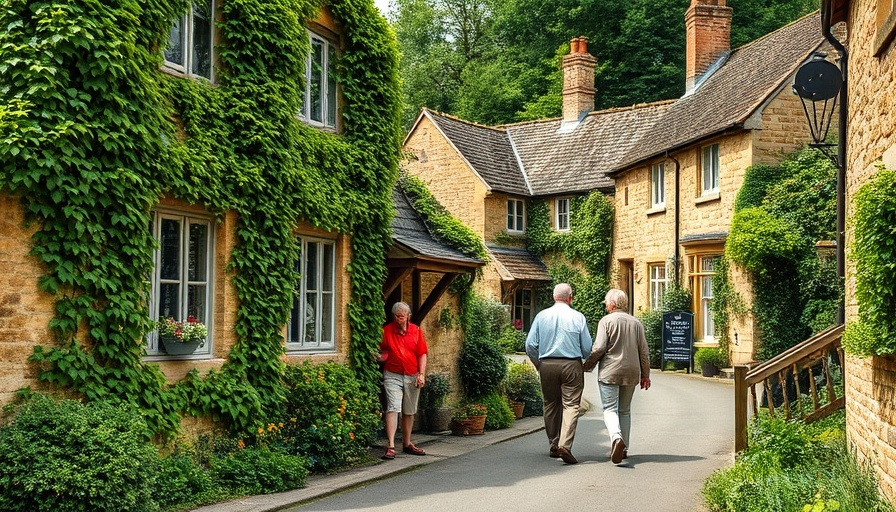 Charming Cotswolds village with stone cottages and countryside.