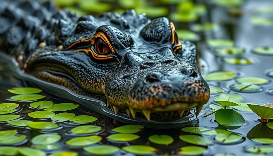 Alligator in water with green plants at Florida family attractions.