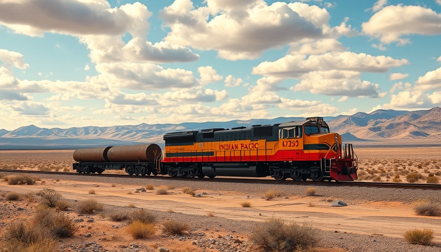 Vibrant Indian Pacific train journey across a desert landscape.