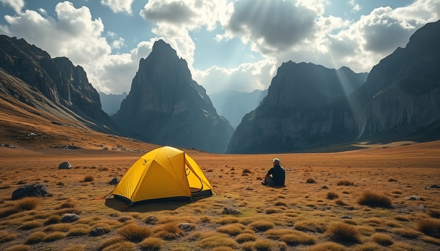 Mountainous landscape with yellow tent in least visited U.S. national parks