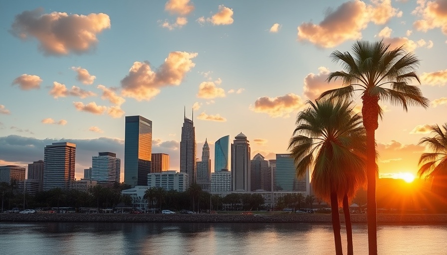 San Diego skyline with palm trees during sunset, ideal for travel itineraries.