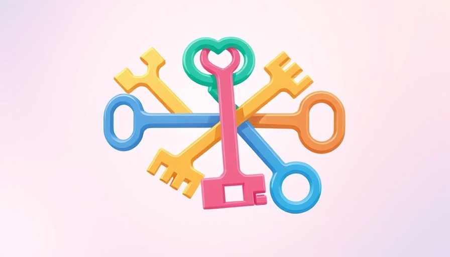 Colorful abstract keys intertwined symbolizing DEI efforts in business.