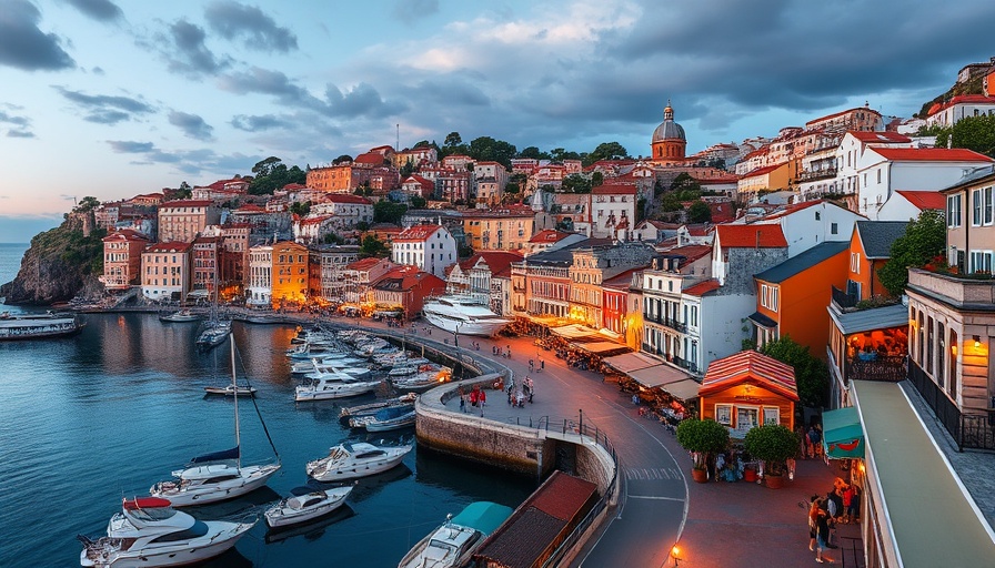 Charming harbor in Mahon Menorca at twilight, vibrant cultural destination.