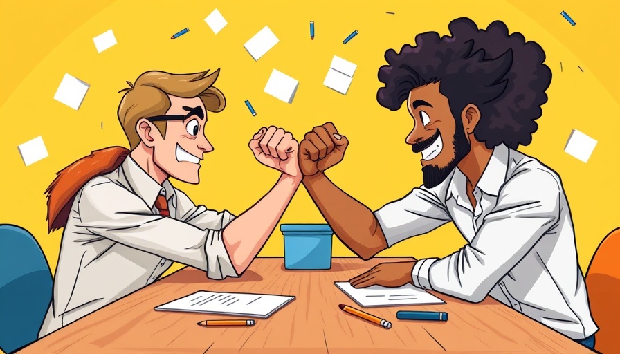 Illustration of workplace competition with arm wrestling, workplace psychological contract.