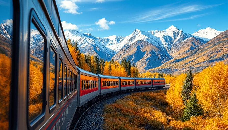 Skeena railway travel through scenic autumn mountains.