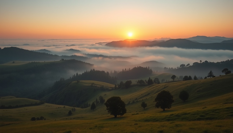 Scenic sunrise at cultural destinations in Northern Somerset.