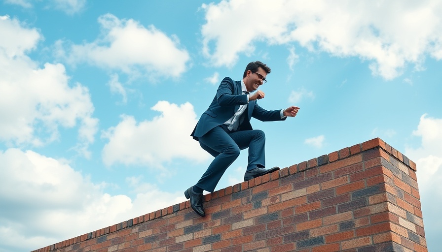 Business professional overcoming barriers, symbolizing women in leadership.