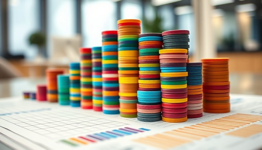 Colorful token stacks on graph paper symbolizing AI in private equity data.