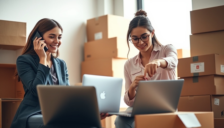 Young women discussing business strategies among boxes, best states for securing small business loan.