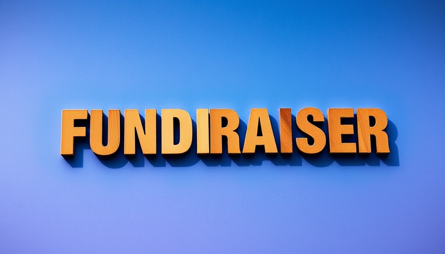 Wooden 'FUNDRAISER' letters on blue and purple background for GoFundMe for Women Entrepreneurs.