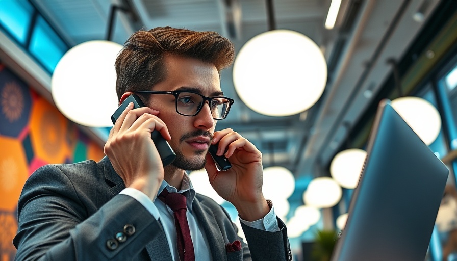 Entrepreneur using WiFi calling in a vibrant office setting.