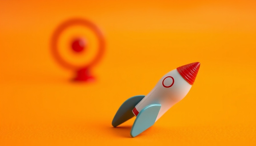 Toy rocket on orange surface near target, symbolizing talent vs hard work.