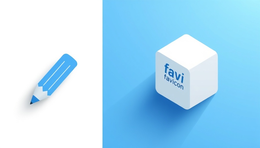 How to create a favicon for your website illustration, featuring pencil icon and 3D block.