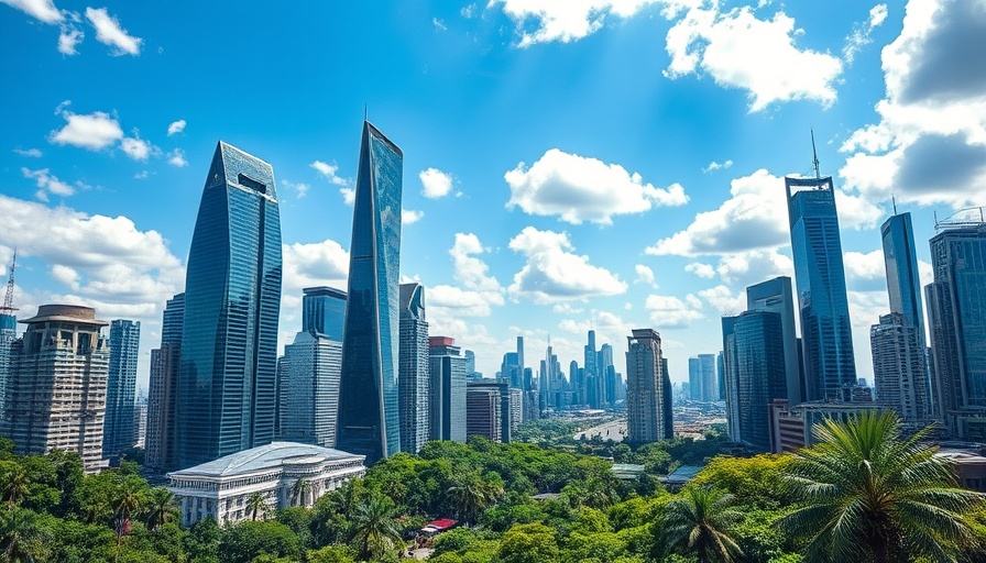 Futuristic cityscape showcasing future technologies and lush greenery.