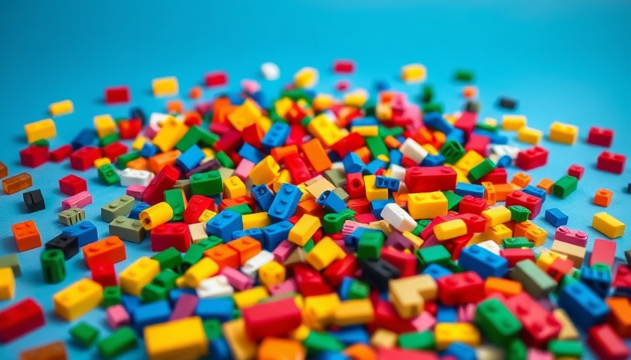 Assorted LEGO bricks on blue surface, LEGO Brick Editor theme.