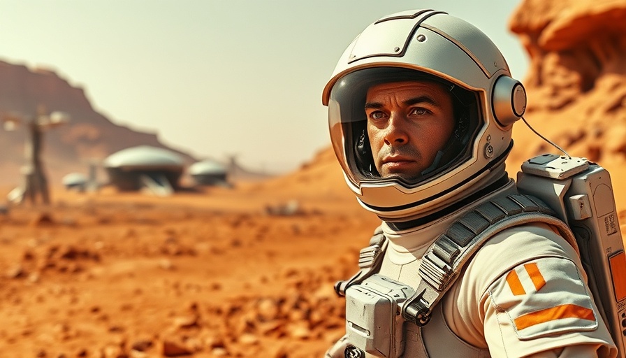 Futuristic astronaut exploring Mars colony, vibrant and detailed.