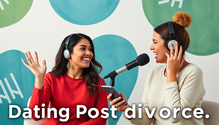 Two women discussing dating after divorce in virtual podcast.