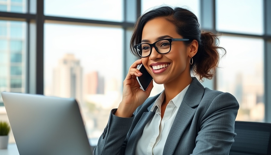 Best practices for cold calling success: Professional woman on phone in an office.