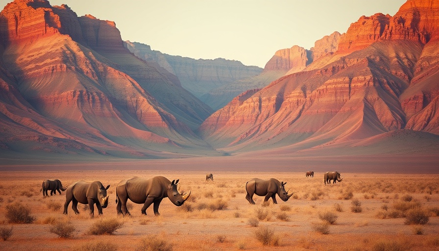 Tracking Namibia's desert rhinos in a vast, scenic landscape.
