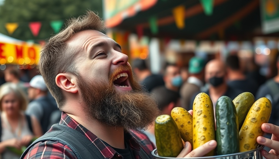 Man bobbing for pickles at Pittsburgh Pickle Festival.