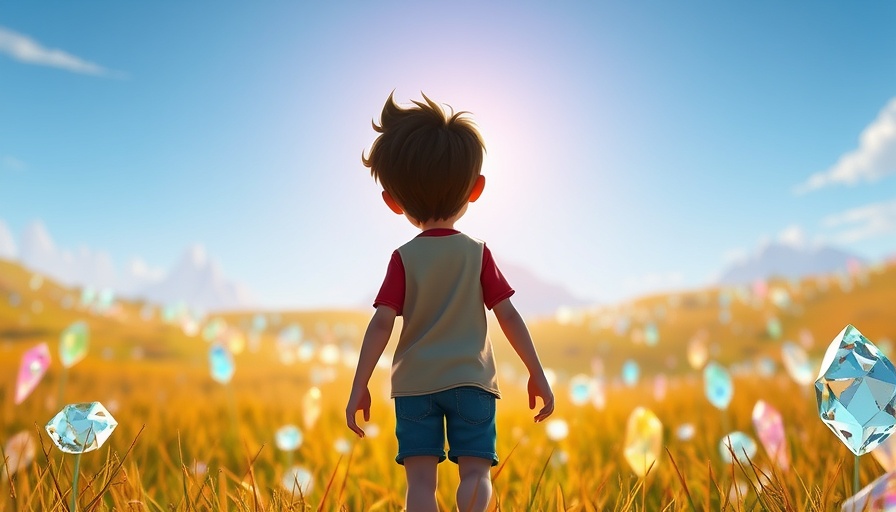 Getting Started with UMG in Game Development: Character in digital landscape.