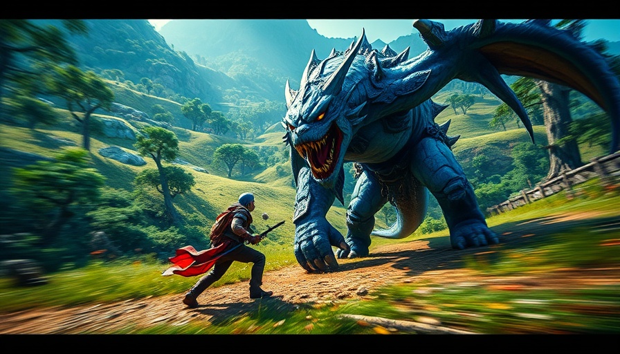 AI in Game Development: Fantasy game scene with warrior and monster.