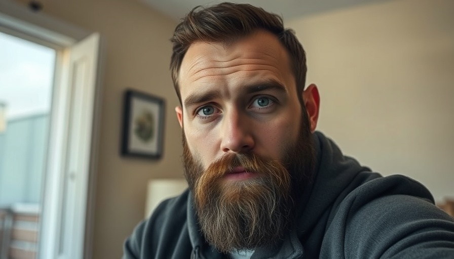 Bearded man in soft lighting in an indoor setting