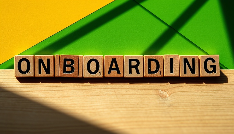Wooden blocks spelling onboarding on colorful background.