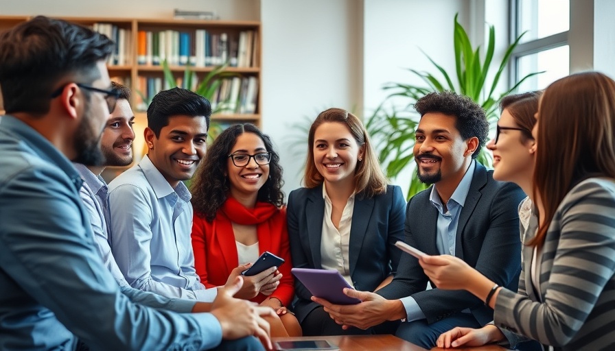 Professionals discussing employee retention strategies in modern office.