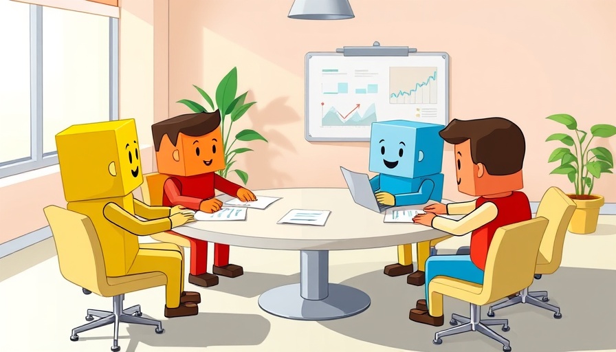 Colorful cartoon blocks in a business meeting.