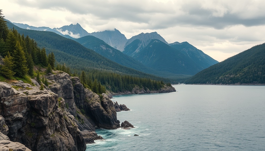 Rugged Canadian coastline and forest by water showcasing natural bounty.