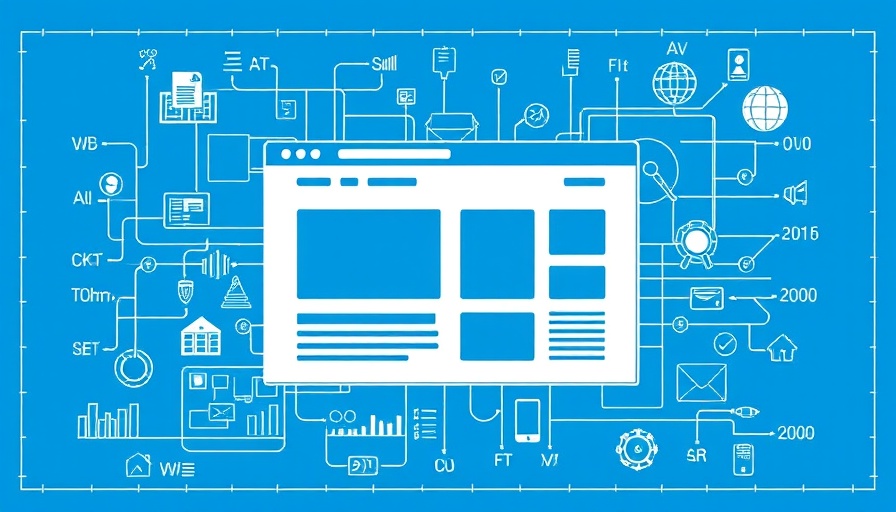 Blueprint illustration on starting a web design business in modern style.