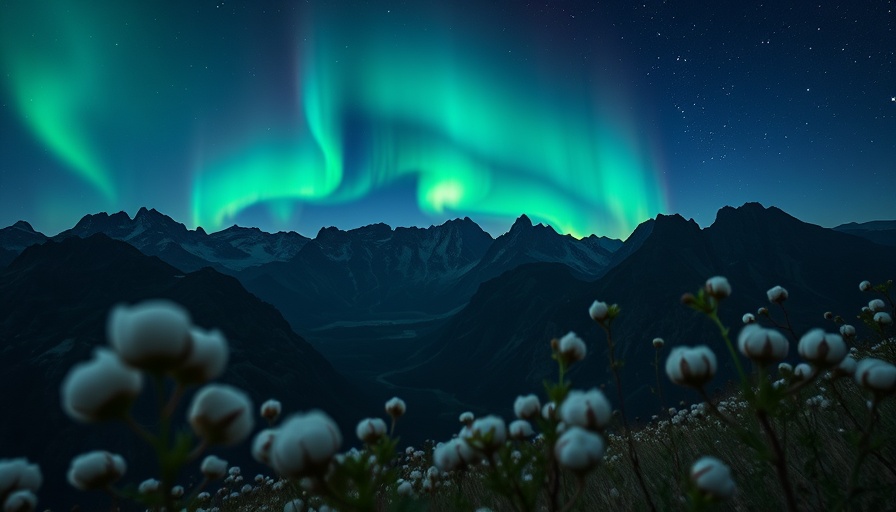 Northern lights over Canadian mountains at night with vibrant auroras.