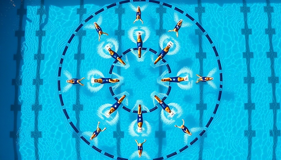 Synchronized swimmers displaying super-facilitator skills in formations.