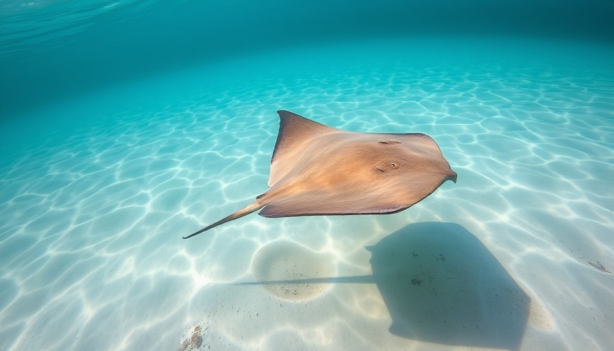 Stingray swimming over sandy seabed, dive spots for beginners in Anguilla.