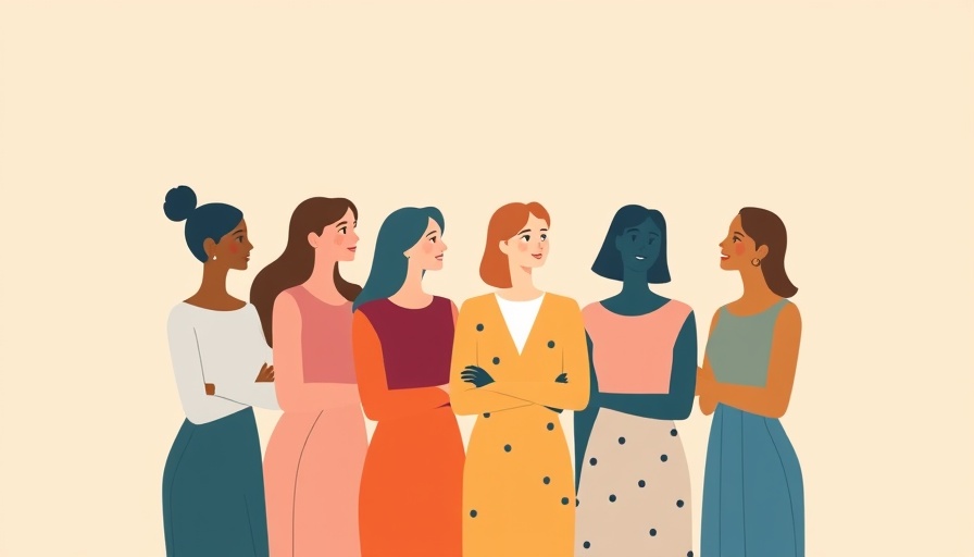 Illustration of cross-functional collaboration for women in business with geometric shapes.