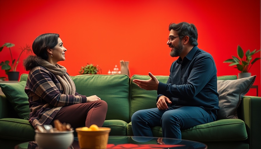 Discussion about replacing human connection with AI on a vibrant red backdrop.