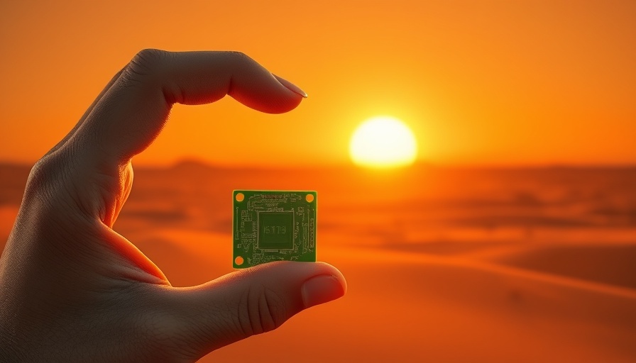 Hand holding circuit board, AI strategy creates value concept.